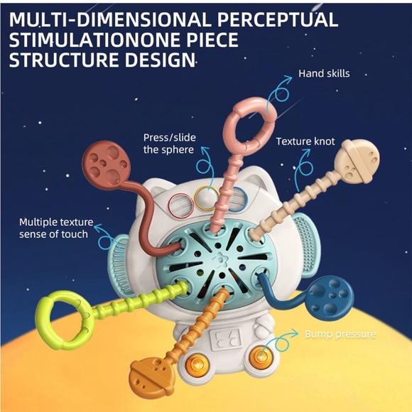 Baby👶🏽2 Pack Astronauts Portable Pull String Teething Activity & Sensory Toys - Picture 9 of 11